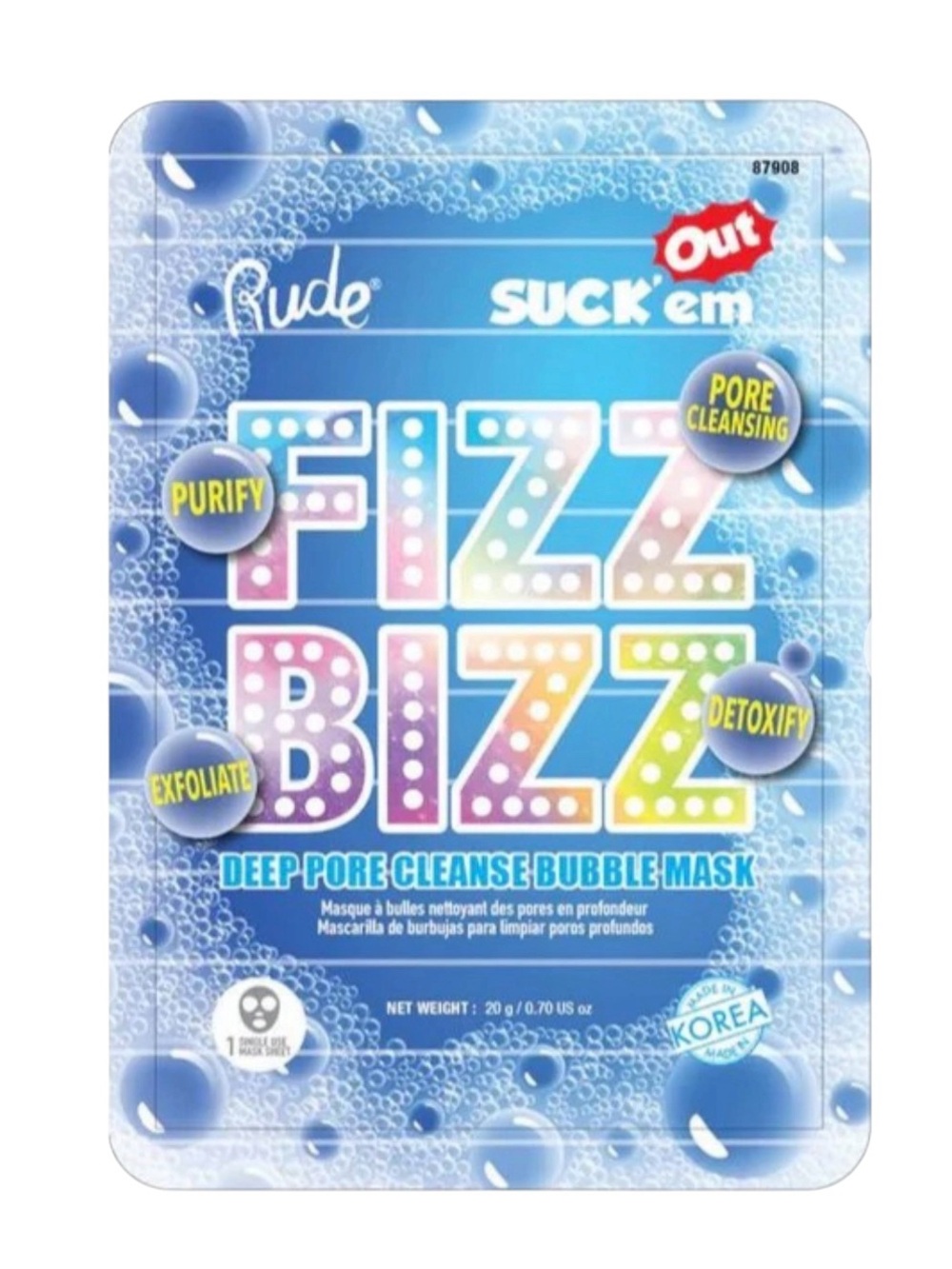 Rude Cosmetics Fizz Bizz Cleanse Charcoal Powder K Beauty Bubble Mask Vegan
